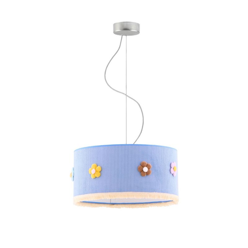 Lampa wisząca zwis Volta Light Factory żyrandol sufitowa z abażurem walec 40 cm Chrom FLORA 1szt.