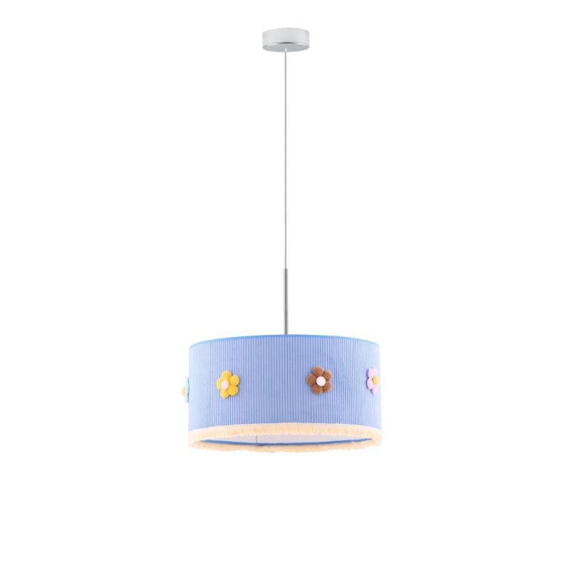 Lampa wisząca zwis Volta Light Factory żyrandol sufitowa z abażurem walec 40 cm Chrom FLORA (+detal) 1szt.