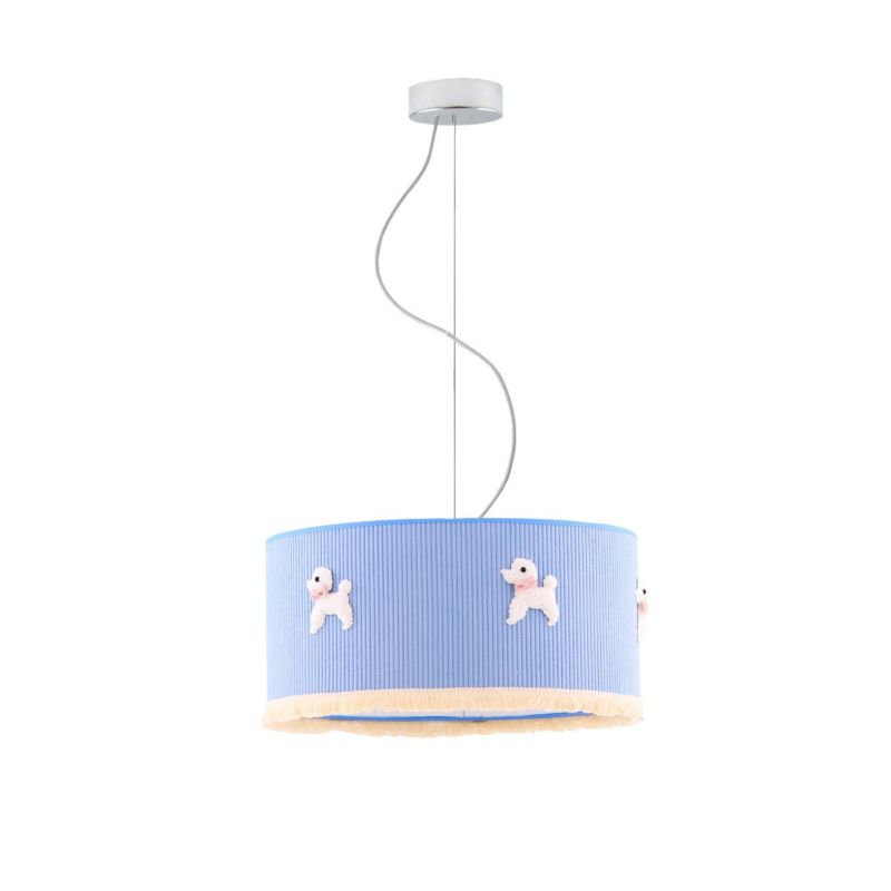 Lampa wisząca zwis Volta Light Factory żyrandol sufitowa z abażurem walec 40 cm Chrom PUPPY 1szt.