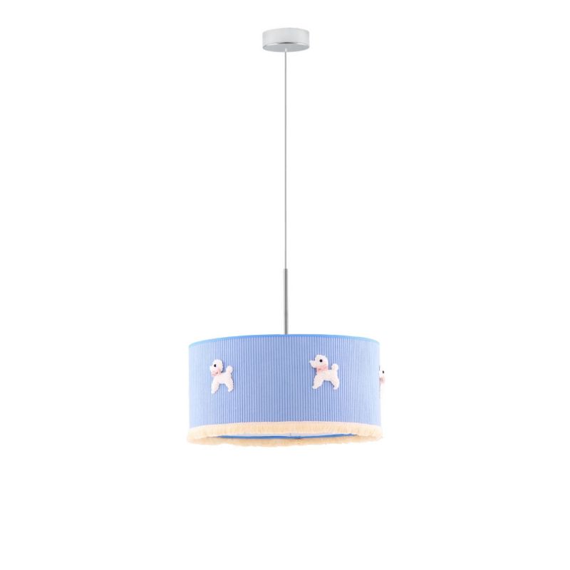 Lampa wisząca zwis Volta Light Factory żyrandol sufitowa z abażurem walec 40 cm Chrom PUPPY (+detal) 1szt.