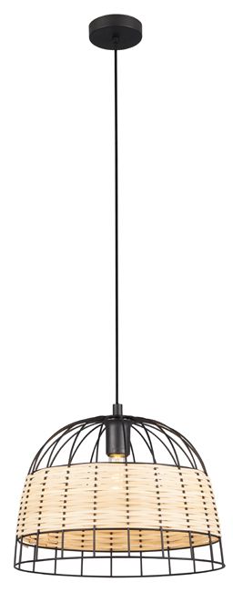 Lampa wisząca Anwick 1 x E27 czarno-bambusowa