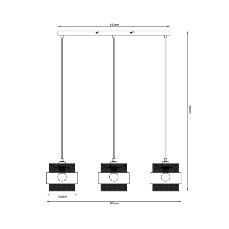 Lampa wisząca Bans 3 x E27 czarna/złota