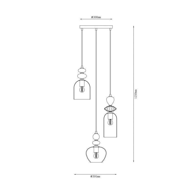 Lampa wisząca Busco 3 x E27 smoke