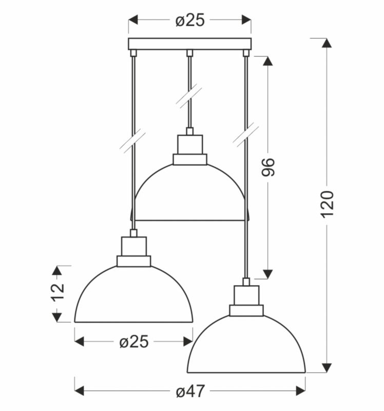 Lampa wisząca Candellux Lighting Barca 3 x E27 czarna/smoke