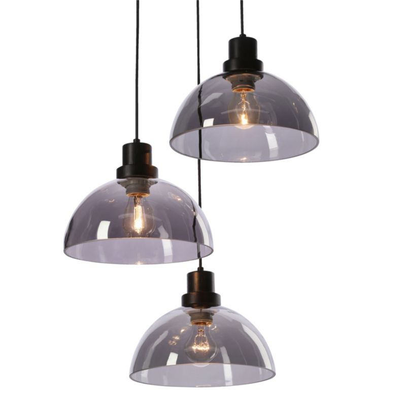Lampa wisząca Candellux Lighting Barca 3 x E27 czarna/smoke