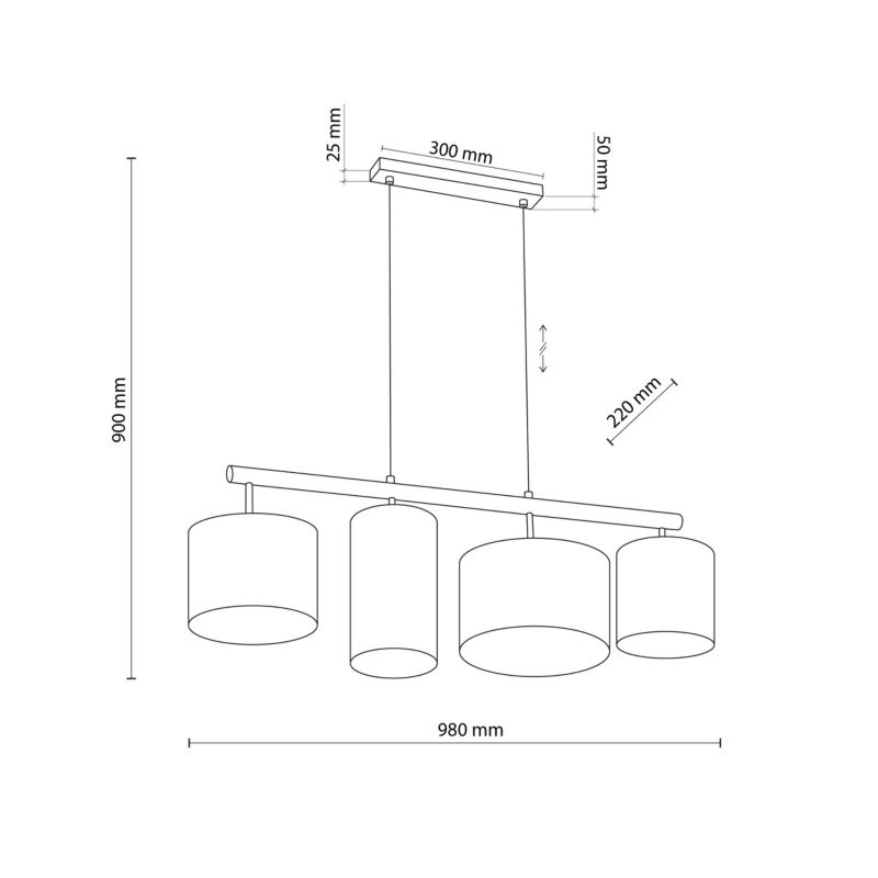 Lampa wisząca Deva 4 x E27 brązowa