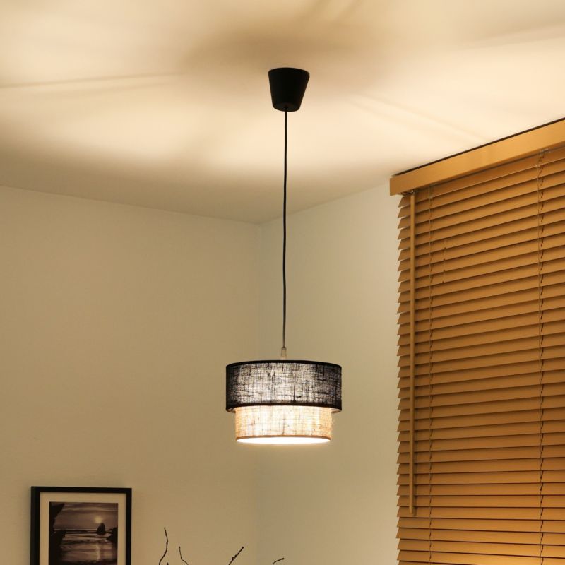 Lampa wisząca Duolla Boho S 1-punktowa E27 czarna juta / juta