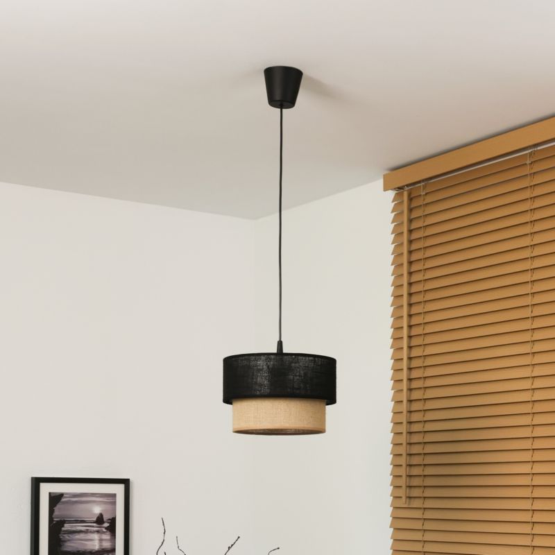 Lampa wisząca Duolla Boho S 1-punktowa E27 czarna juta / juta