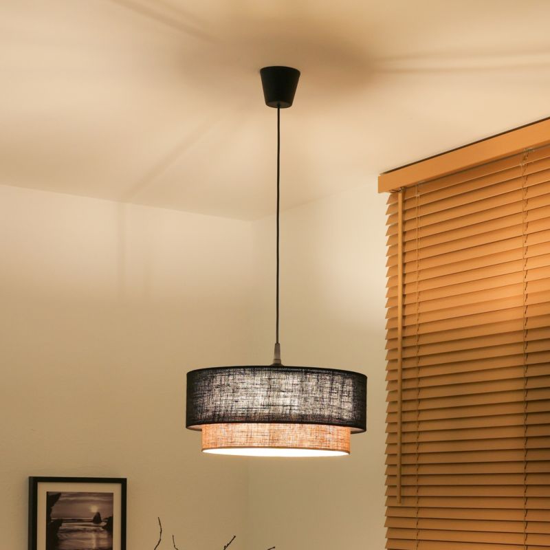 Lampa wisząca Duolla Boho XXS 1-punktowa E27 czarna juta / juta