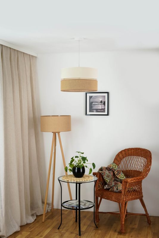 Lampa wisząca Duolla Royal 1-punktowa E27 juta / beżowa