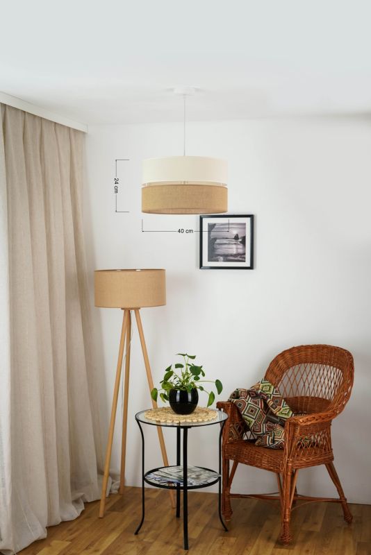 Lampa wisząca Duolla Royal 1-punktowa E27 juta / beżowa