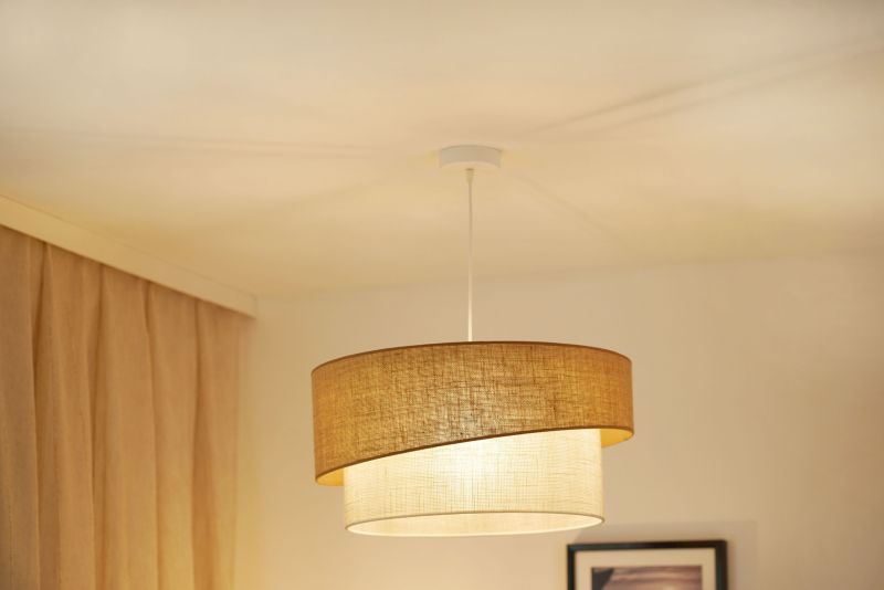 Lampa wisząca Duolla Shine 1-punktowa E27 juta / biała juta