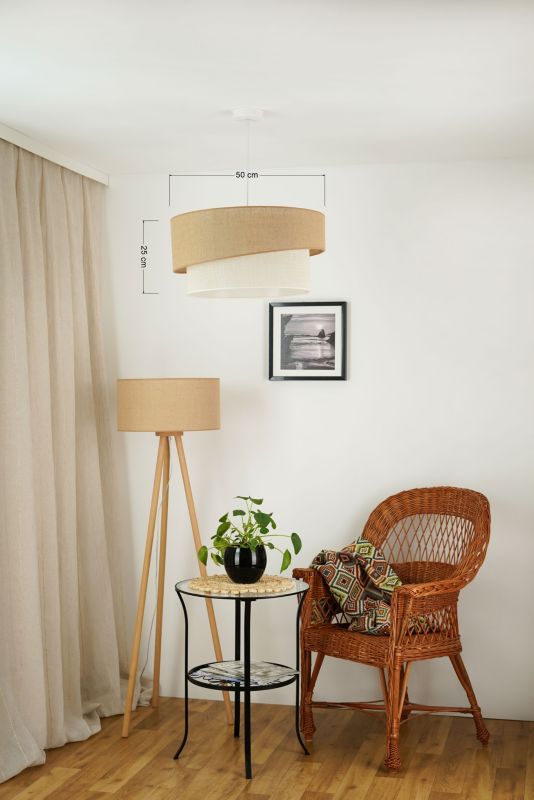 Lampa wisząca Duolla Shine 1-punktowa E27 juta / biała juta