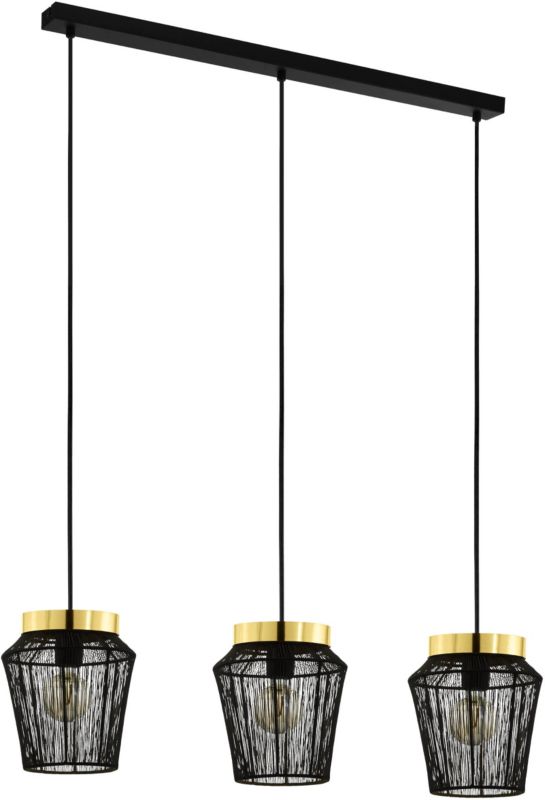 Lampa wisząca Escandidos 3 x E27 czarna