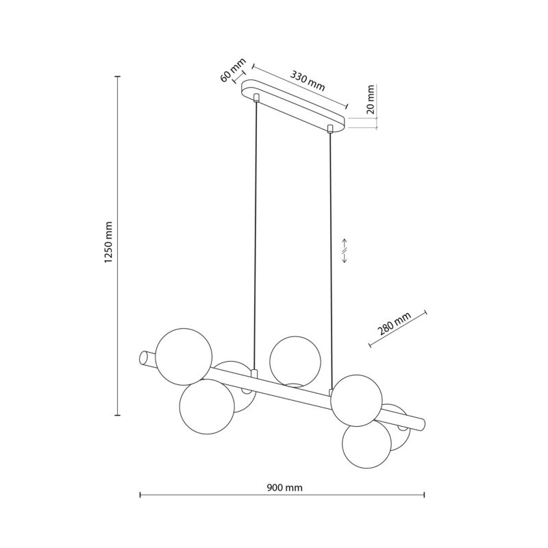 Lampa wisząca Estera 7 x G9 drewno/biała