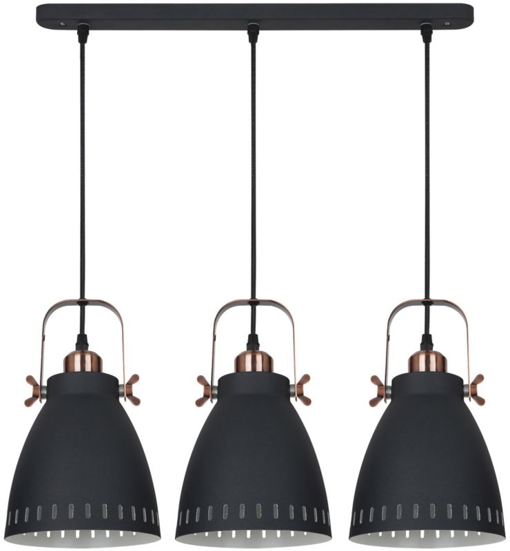 Lampa wisząca Franklin 3 x 60 W E27 czarna/miedź