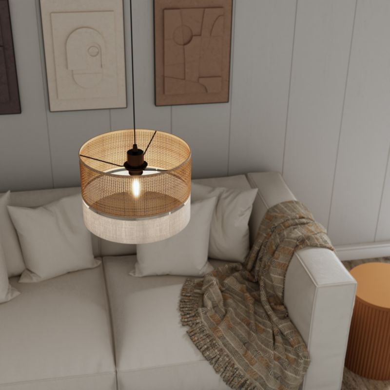 Lampa wisząca GoodHome Conebill 1 X E27 30 cm rattan/lina