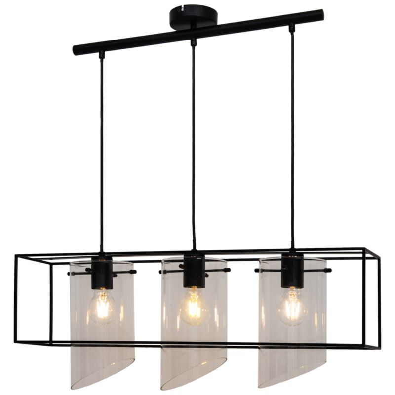 Lampa wisząca GoodHome Daluiz 3-punktowa E27 czarna