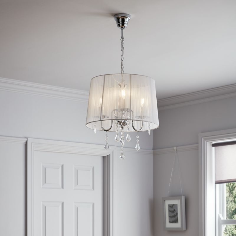Lampa wisząca GoodHome Hovland 3-punktowa E14 chrom / biała