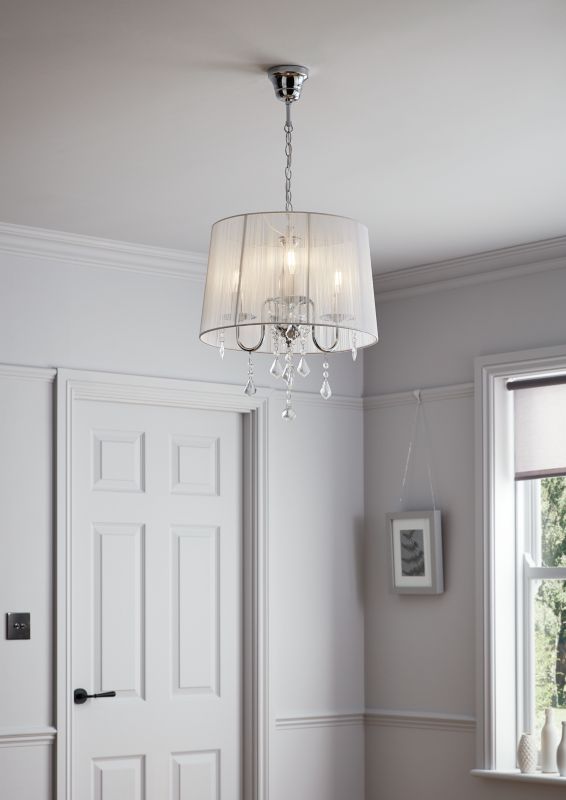 Lampa wisząca GoodHome Hovland 3-punktowa E14 chrom / biała