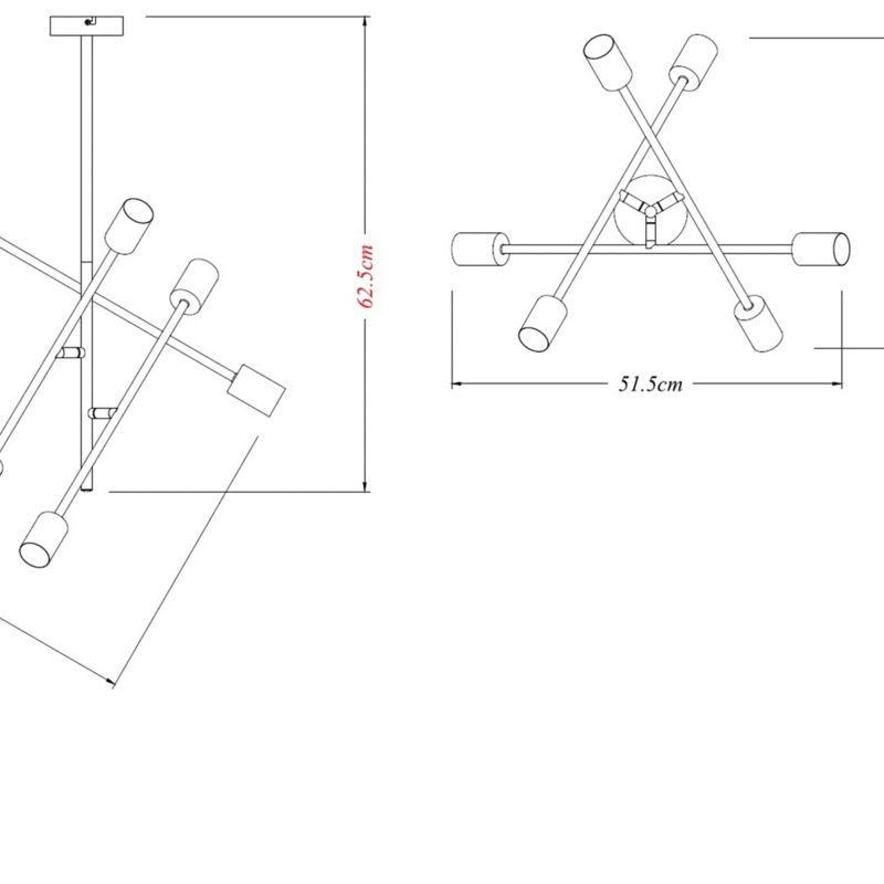 Lampa wisząca GoodHome Monzoni 6-punktowa E27 czarna