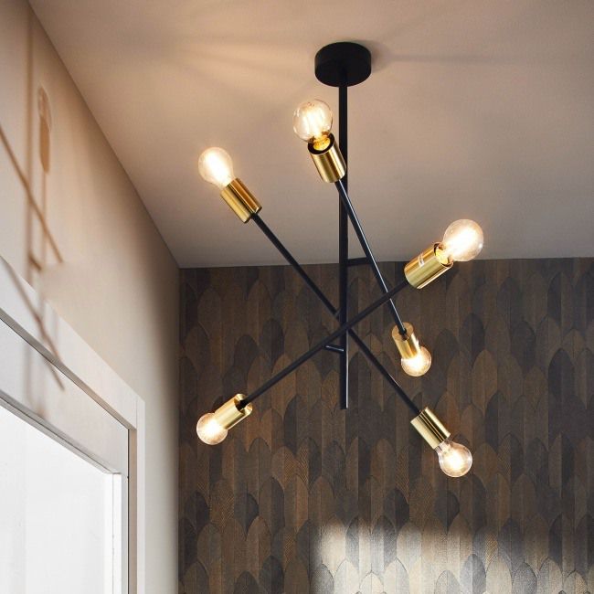 Lampa wisząca GoodHome Monzoni 6-punktowa E27 czarna