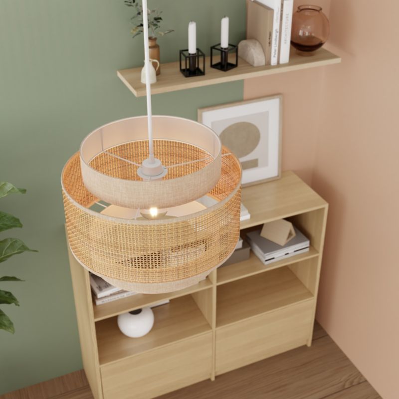 Lampa wisząca GoodHome Quetzal 1 x E27 38 cm ratan/lina