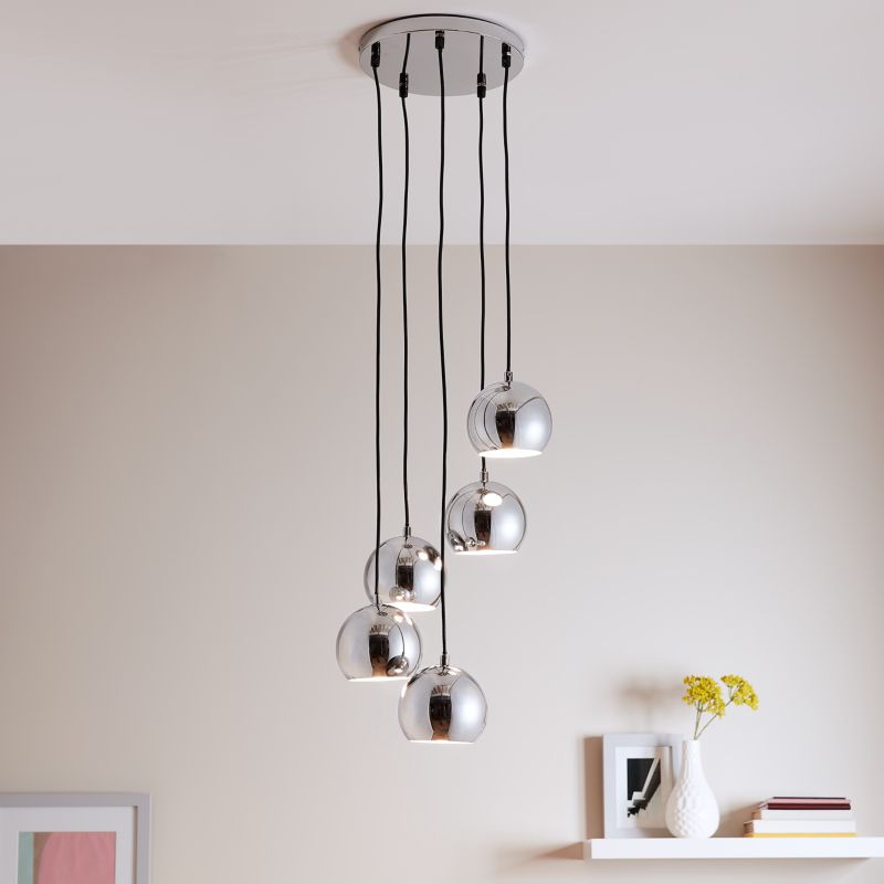 Lampa wisząca GoodHome Roccheta 5-punktowa E14 chrom