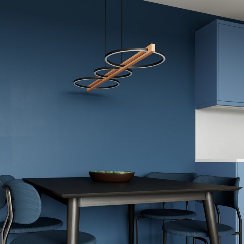 Lampa wisząca GoodHome Shadbush 4000 K czarno drewniana