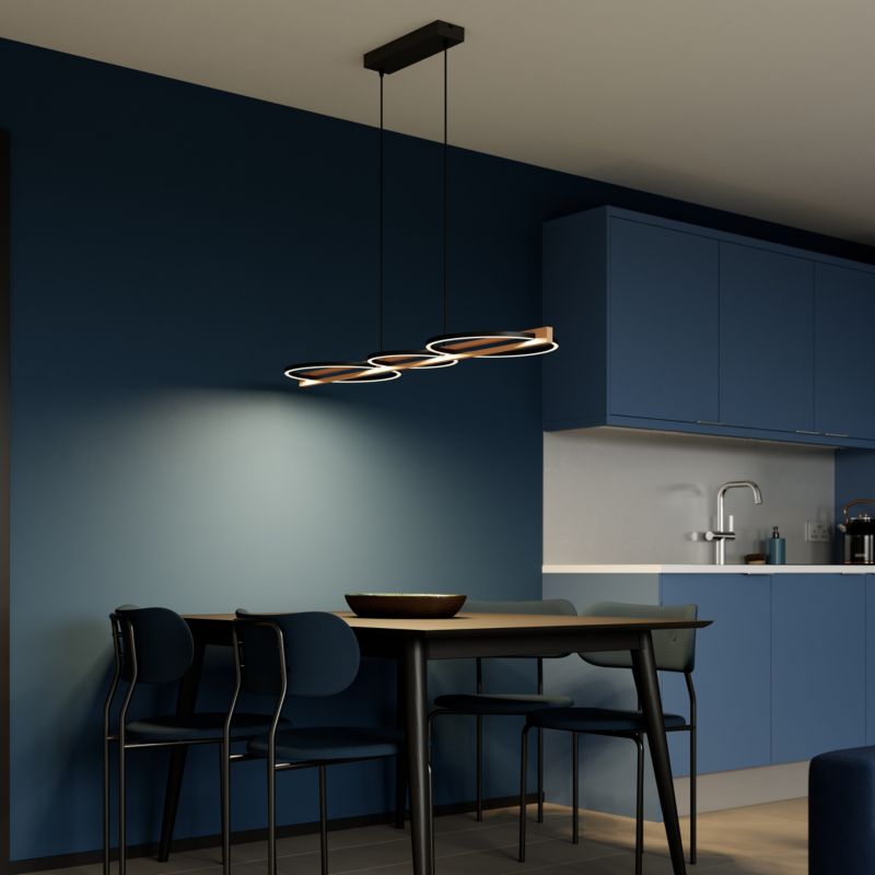 Lampa wisząca GoodHome Shadbush 4000 K czarno drewniana