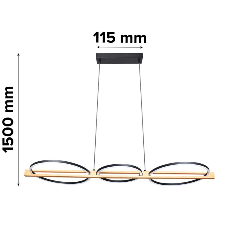 Lampa wisząca GoodHome Shadbush 4000 K czarno drewniana