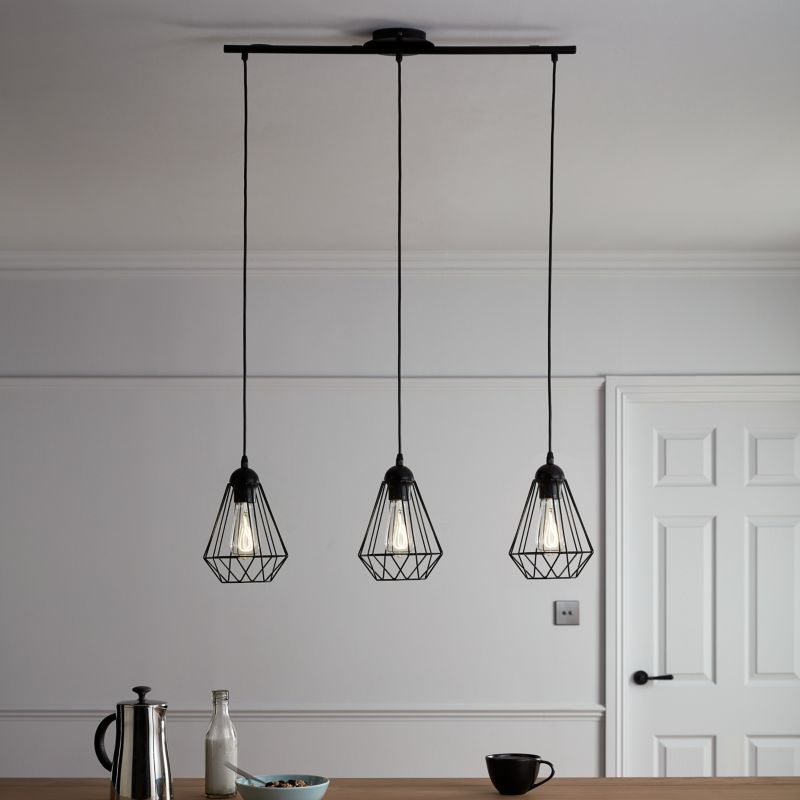 Lampa wisząca GoodHome Smertrio 3-punktowa E27 czarna