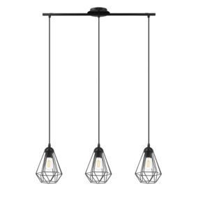 Lampa wisząca GoodHome Smertrio 3-punktowa E27 czarna