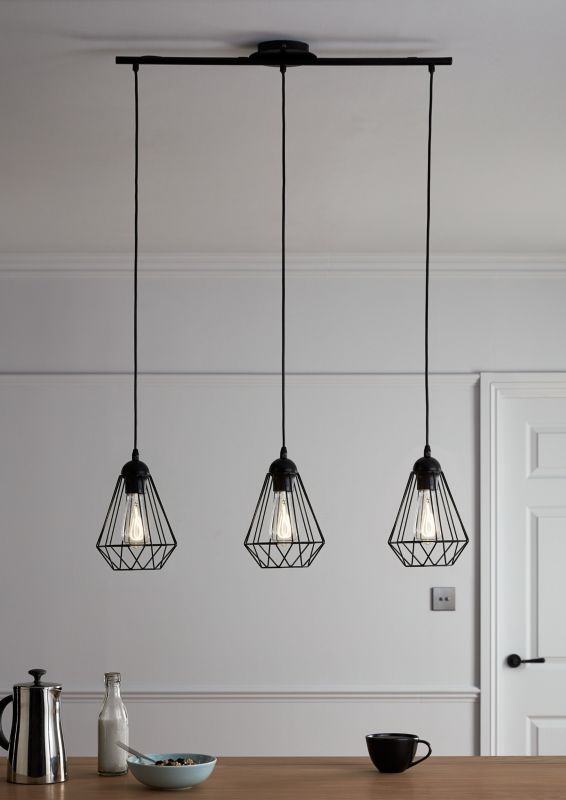 Lampa wisząca GoodHome Smertrio 3-punktowa E27 czarna
