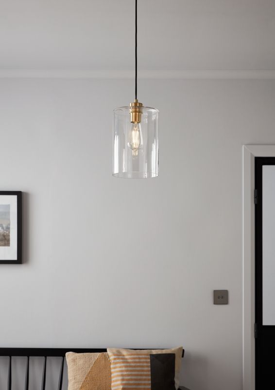 Lampa wisząca GoodHome Wutai 1-punktowa E27 mosiądz