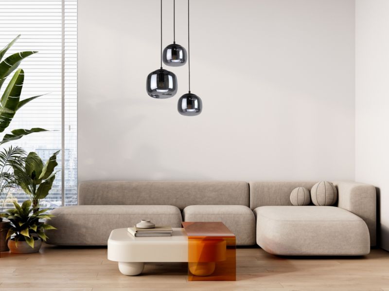 Lampa wisząca Italux Calto 3 x E27 szkło dymione