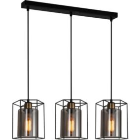 Lampa wisząca Kalula 3 x 40 W E27 czarna/brązowa