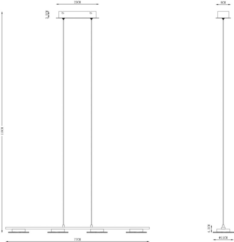 Lampa wisząca LED GoodHome Giedi 4-punktowa 1000 lm chrom