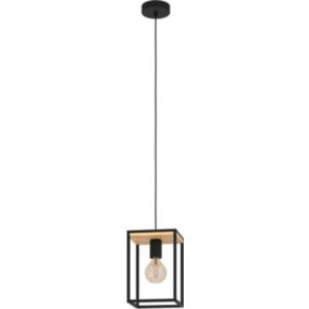 Lampa wisząca Libertad 1 x E27 czarno-drewniana