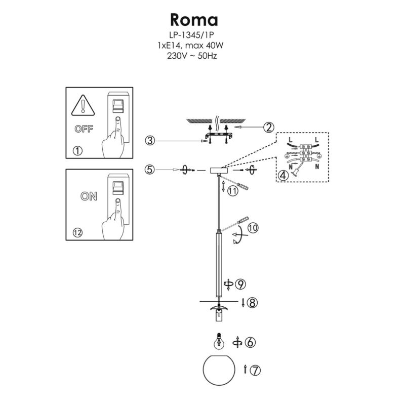 Lampa wiszaca Light Prestige Roma 1 złota 1 x E14 1 szt.