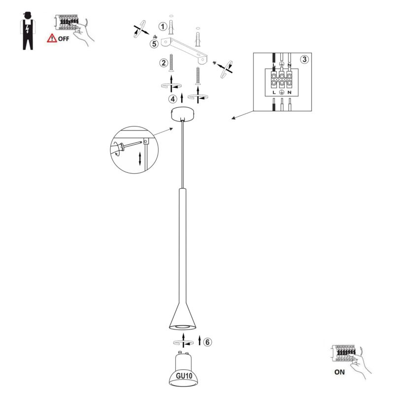 Lampa wisząca Luminex Mazzo 1 xGU10 czarna