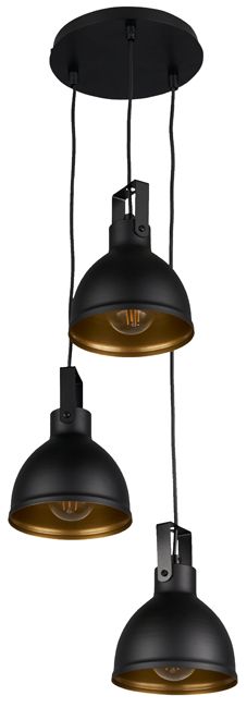 Lampa wisząca Mars 3-punktowa E27 czarna / złota
