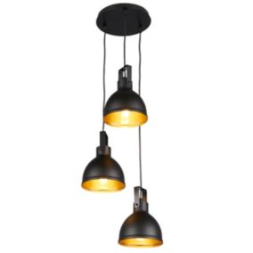 Lampa wisząca Mars 3-punktowa E27 czarna / złota
