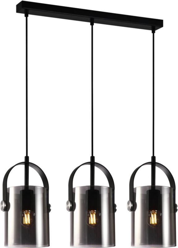 Lampa wisząca Nanesma 3 x 40 W E27 czarna/brązowa