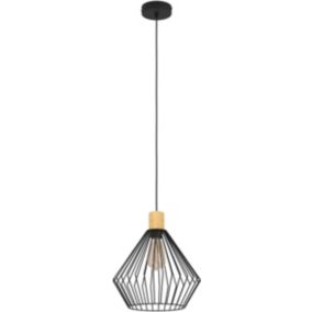 Lampa wisząca Palmorla 1 x E27 czarno-drewniana