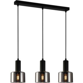 Lampa wisząca Santia 3 x 40 W E27 czarna/brązowa