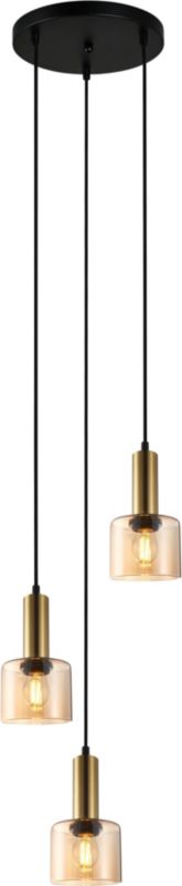 Lampa wisząca Santia 3 x 40 W E27 na listwie okrągłej brązowa/amber