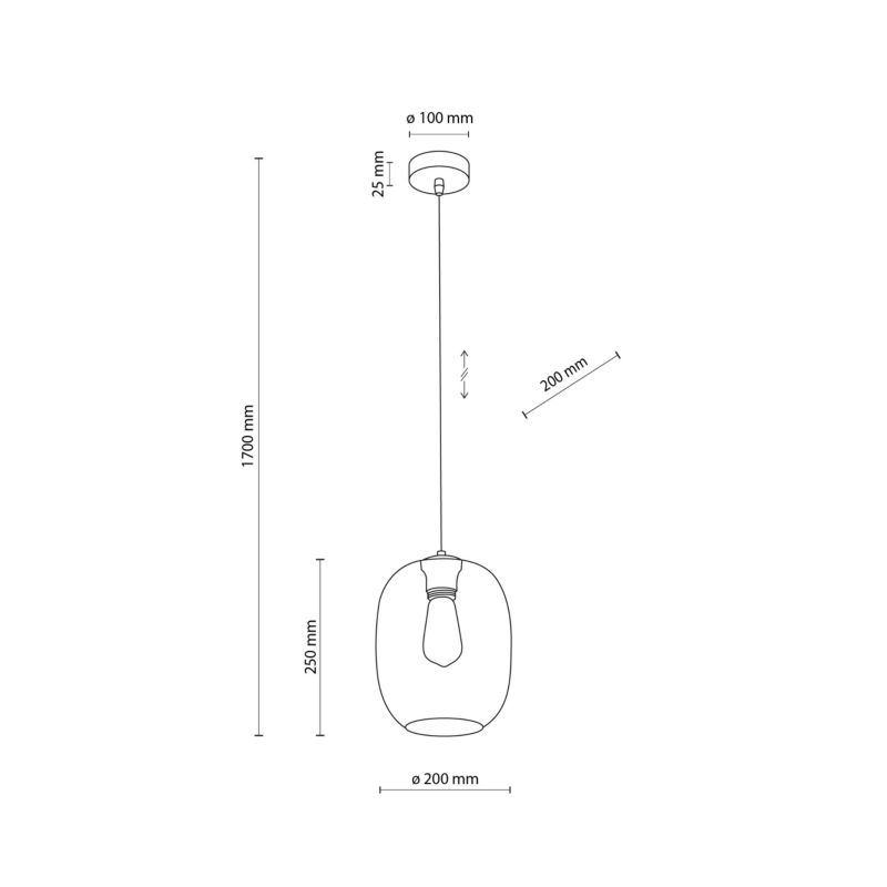 Lampa wisząca TK Lighting Elio 1 x E27 topaz