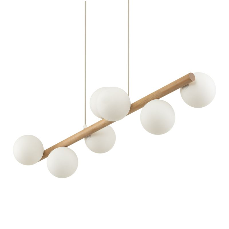 Lampa wisząca TK Lighting Estera 7 x G9 drewno/biała