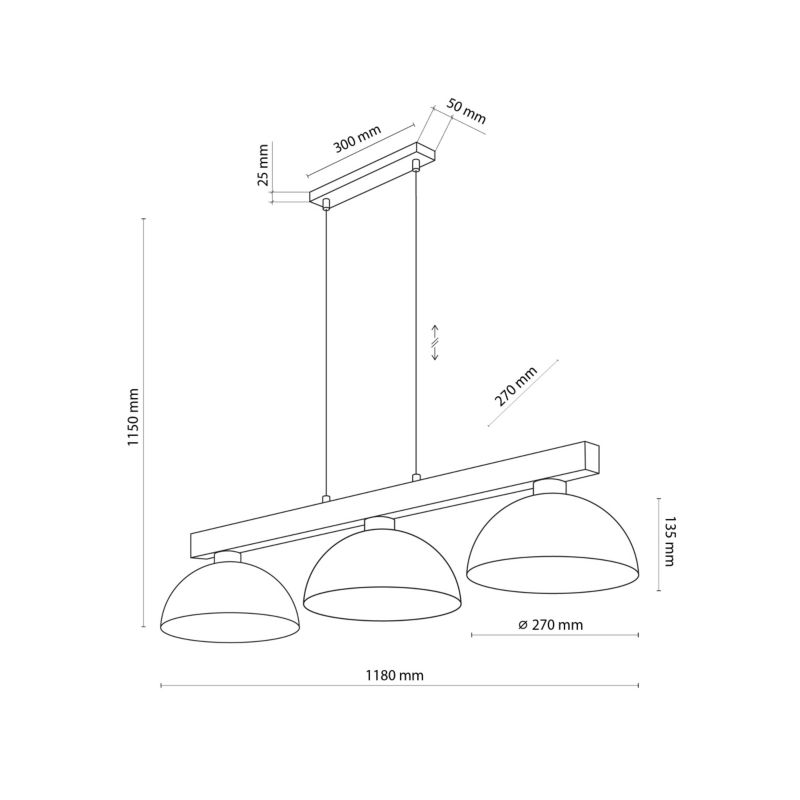 Lampa wisząca TK Lighting Oslo Sabia 3 x E27 beżowa